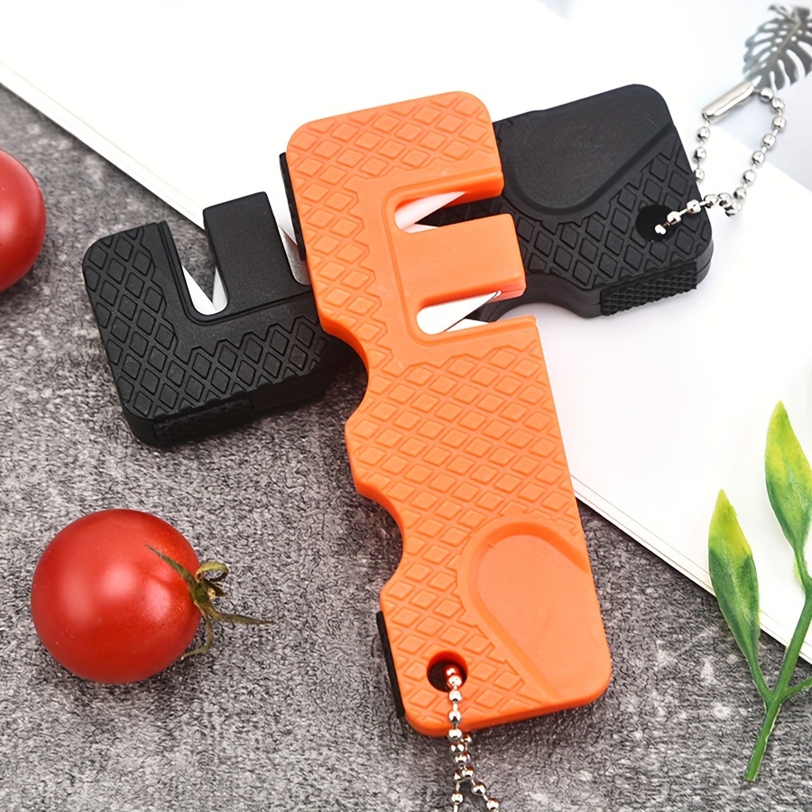 Pocket Knife Sharpener 2-Stage Mini Pocket Knife Sharpening Tool for Go out  Outdoor Kitchen Camping or Other Outdoor Activities Black