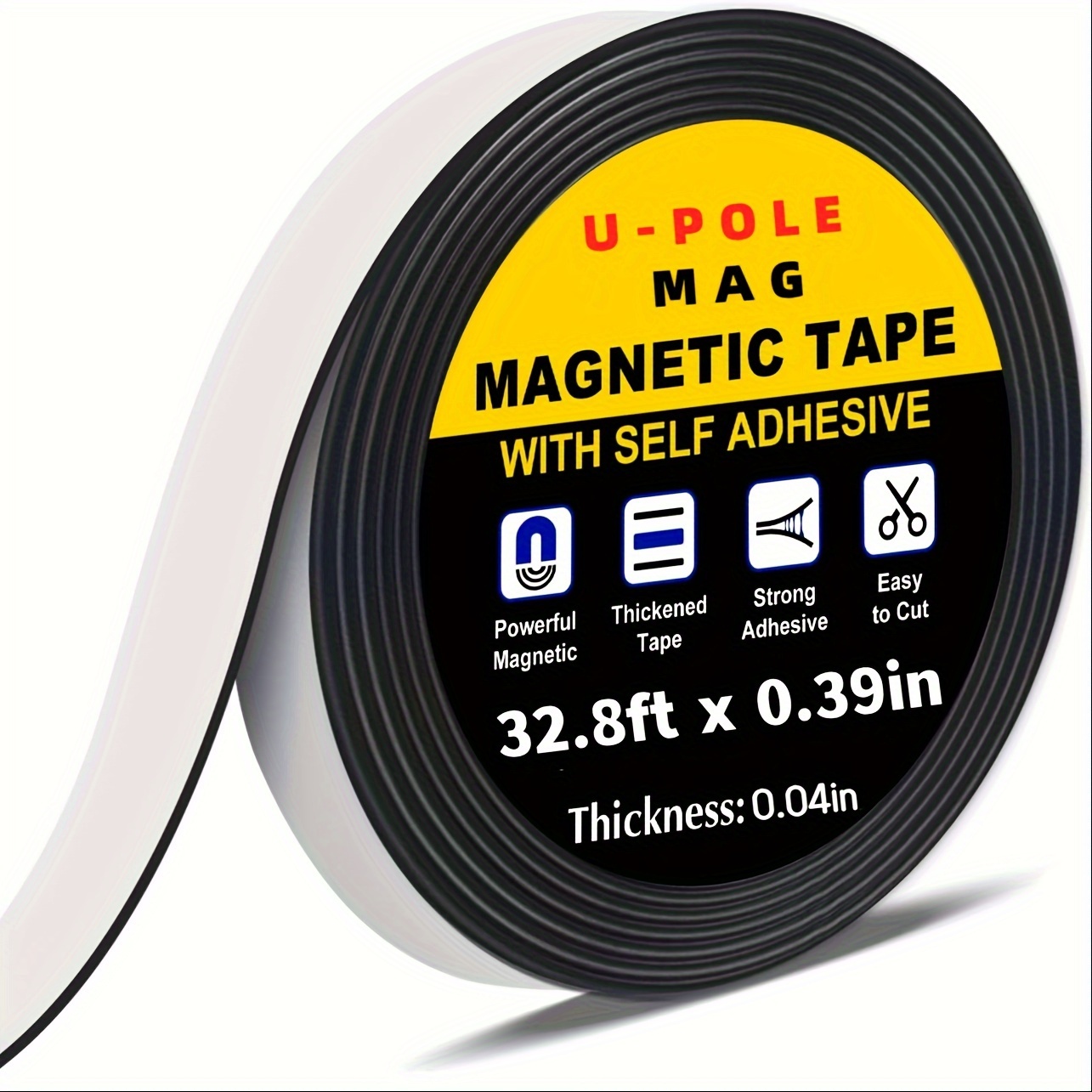 

Magnetic Tape With Strong Self Adhesive Flexible Magnetic Strip Magnet Tape Roll Perfect For Craft, Whiteboards & Fridge Organization - 1mm Thick X 0.39inch Wide X 393inch Long