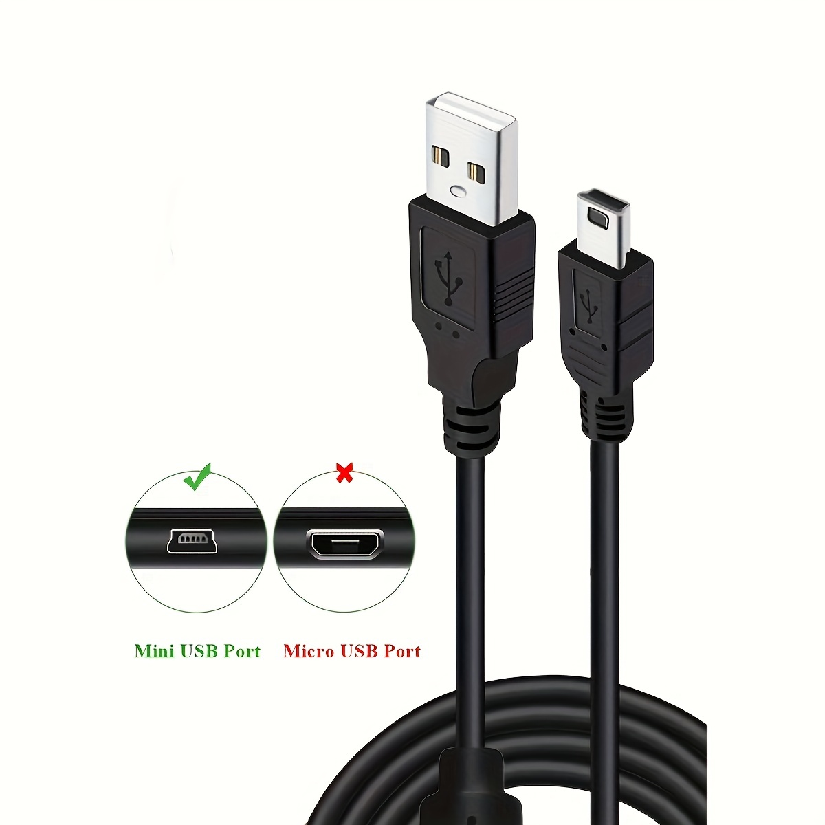 6FT/10FT Mini USB Cable USB A To Mini B Data Transfer USB Charging Cable 5  Pin Mini USB To USB Male To Male Cable For PC, Laptop, Car Dash Cam, Digita