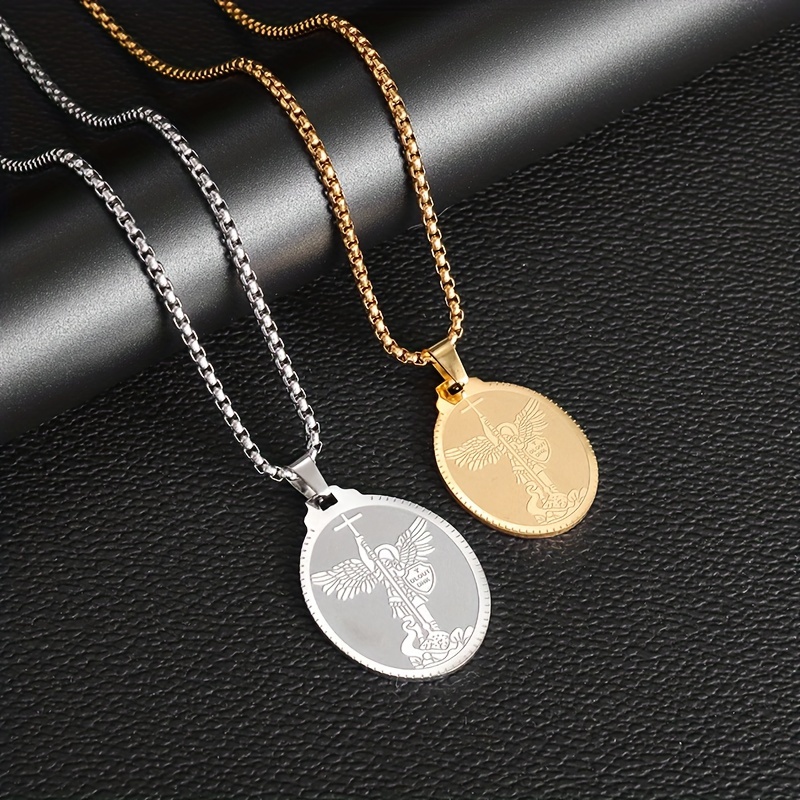 St michael gold on sale pendant and chain