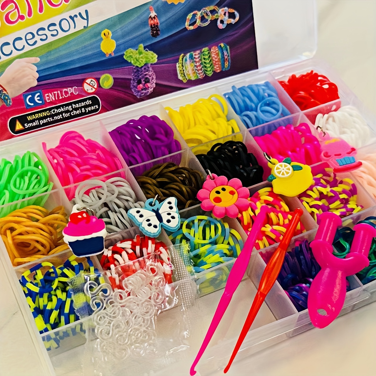Handmade Personalized 600PCS/Box Rubber Loom Bands Girl Gift For Children ,  Elastic Band For Weaving Lacing Bracelet , Christmas Gifts.