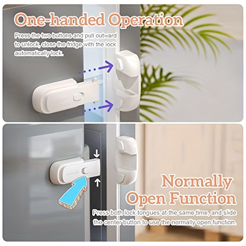 BABY DROM Home Refrigerator Fridge Freezer Door Lock - Child Proof Fridge  Lock - Easy to Install and Use 3M Adhesive no Tools Need or Drill White