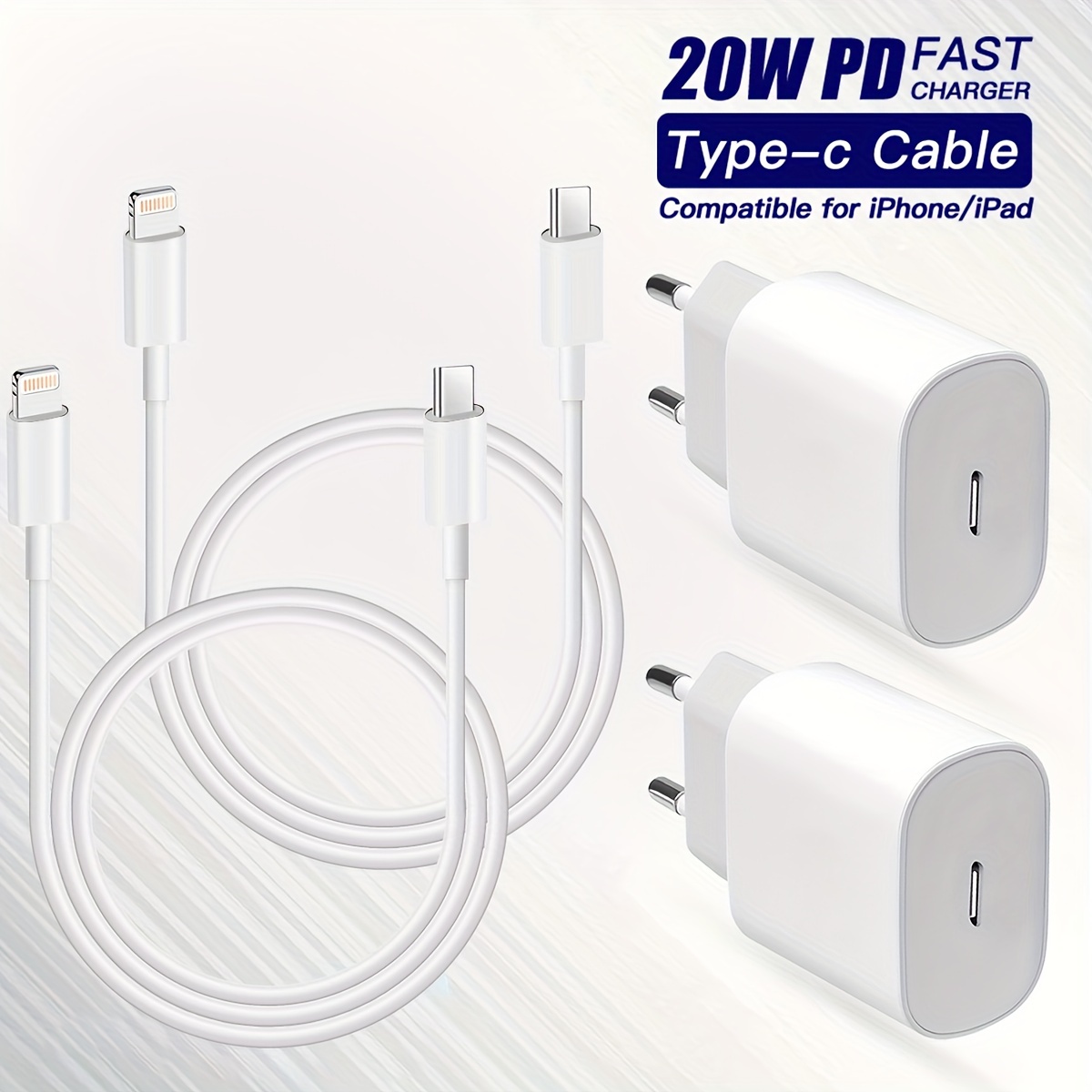 Cargador rápido para teléfono 12, 13, 14, paquete de 2 bloques de carga  rápida tipo C de 20 W con cable de carga rápida USB-C de 6 pies compatible  con