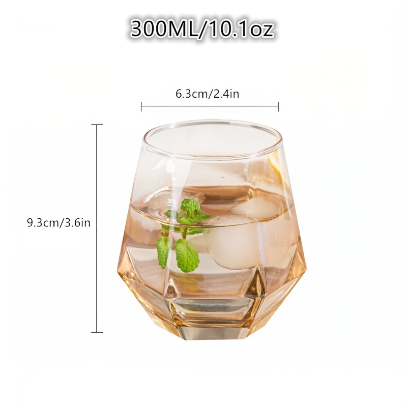 1pc, 10.1oz Glass Coffee Cup, Modern Simple Hexagon Juice Cup, Amber Color  Soot Glass Creative Drink Water Cup, Drinkware, Kitchen Accessories