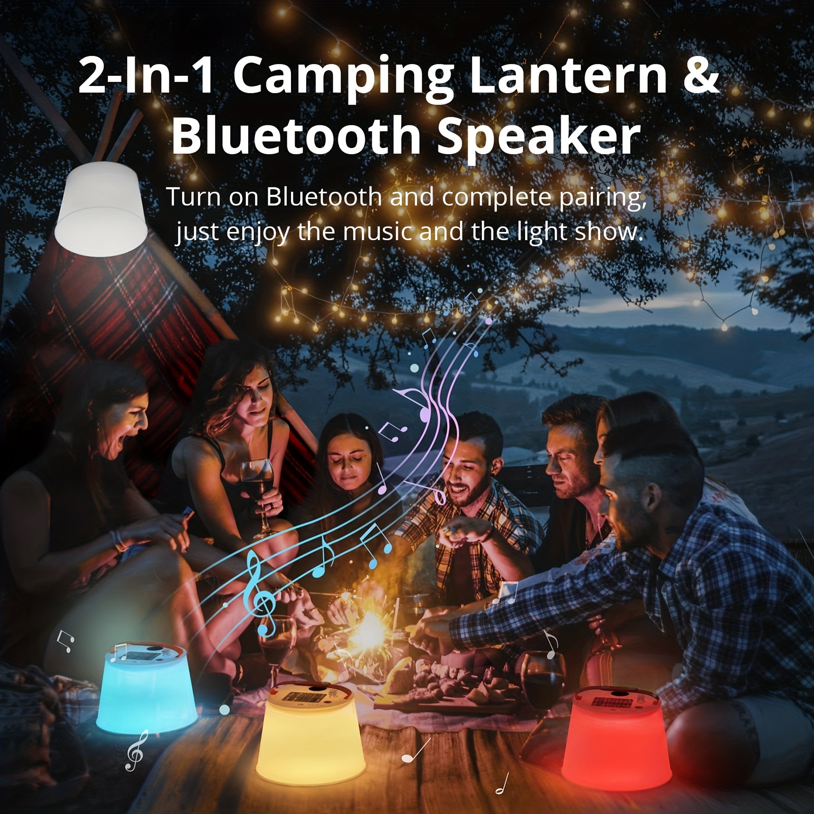 2 in 1 Rechargeable LED Camping Lantern Collapsible Flashlight Portable Lamp