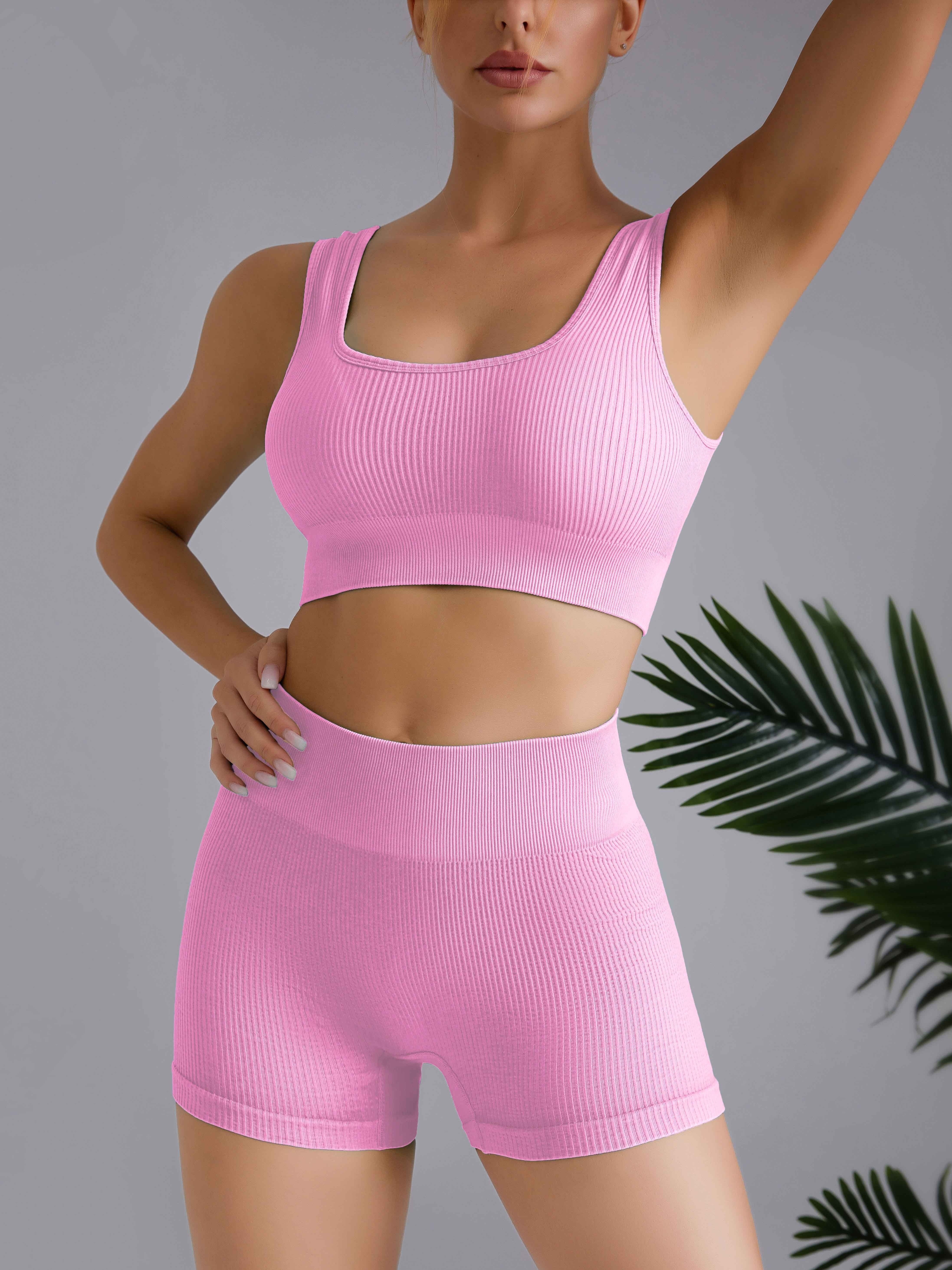 Boost Workout Performance Solid Color Ribbed Activewear - Temu
