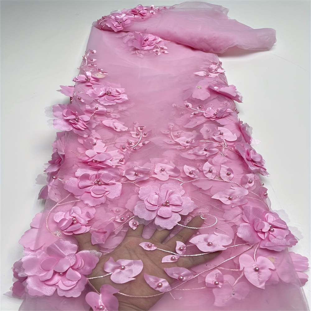  36 piezas de flores de tela para vestidos de manualidades,  flores de tela, flores de gasa rosa y blanco, flores de cinta, flores  pequeñas para mujeres y niñas, proyectos de perlas