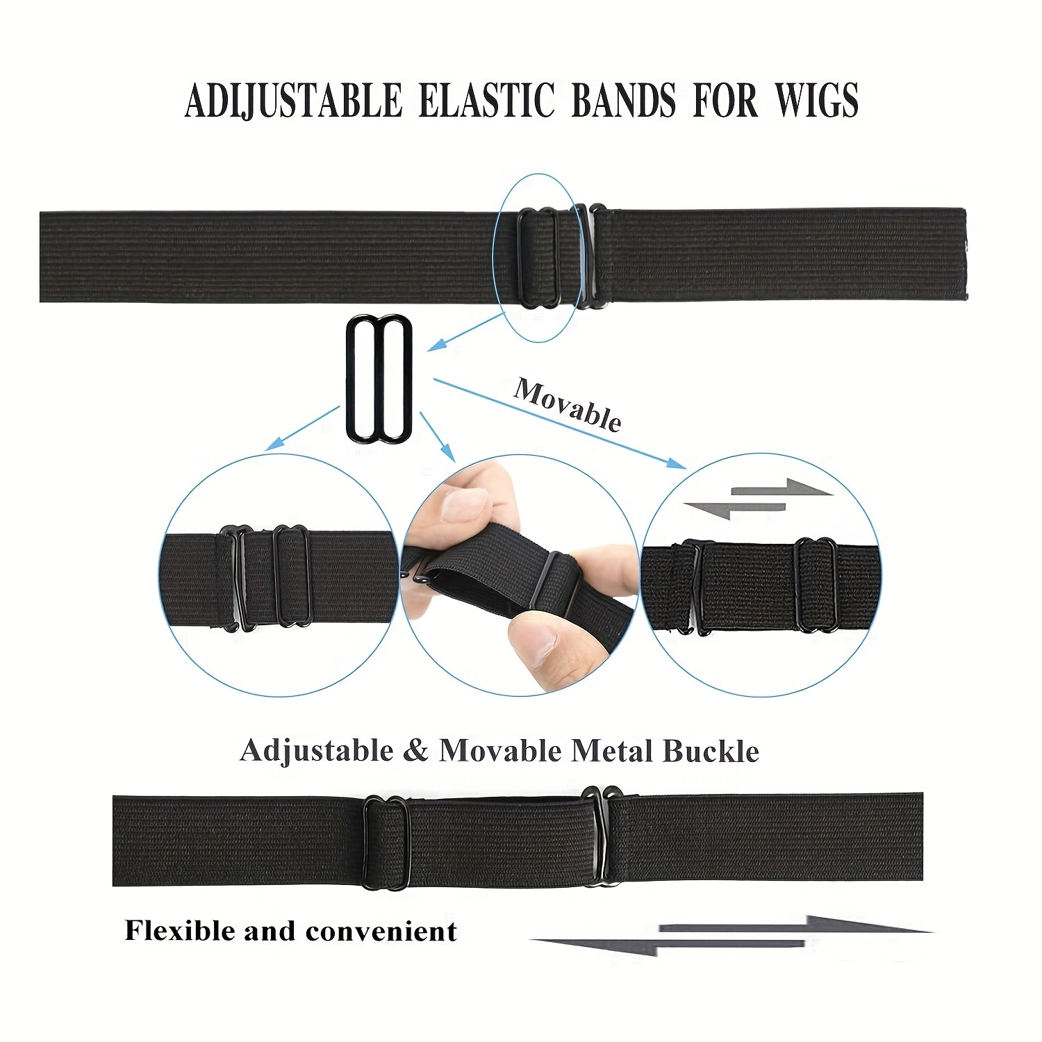 10PCS Adjustable Elastic Band For Wigs Anti-Slip Wig Straps