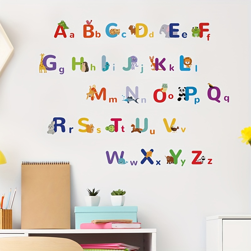 Alphabet Animals Wall Decals Numbers Wall Decor ABC Letters Wall Stickers  for Classroom, Kids Room, Nursery Bedroom Playroom