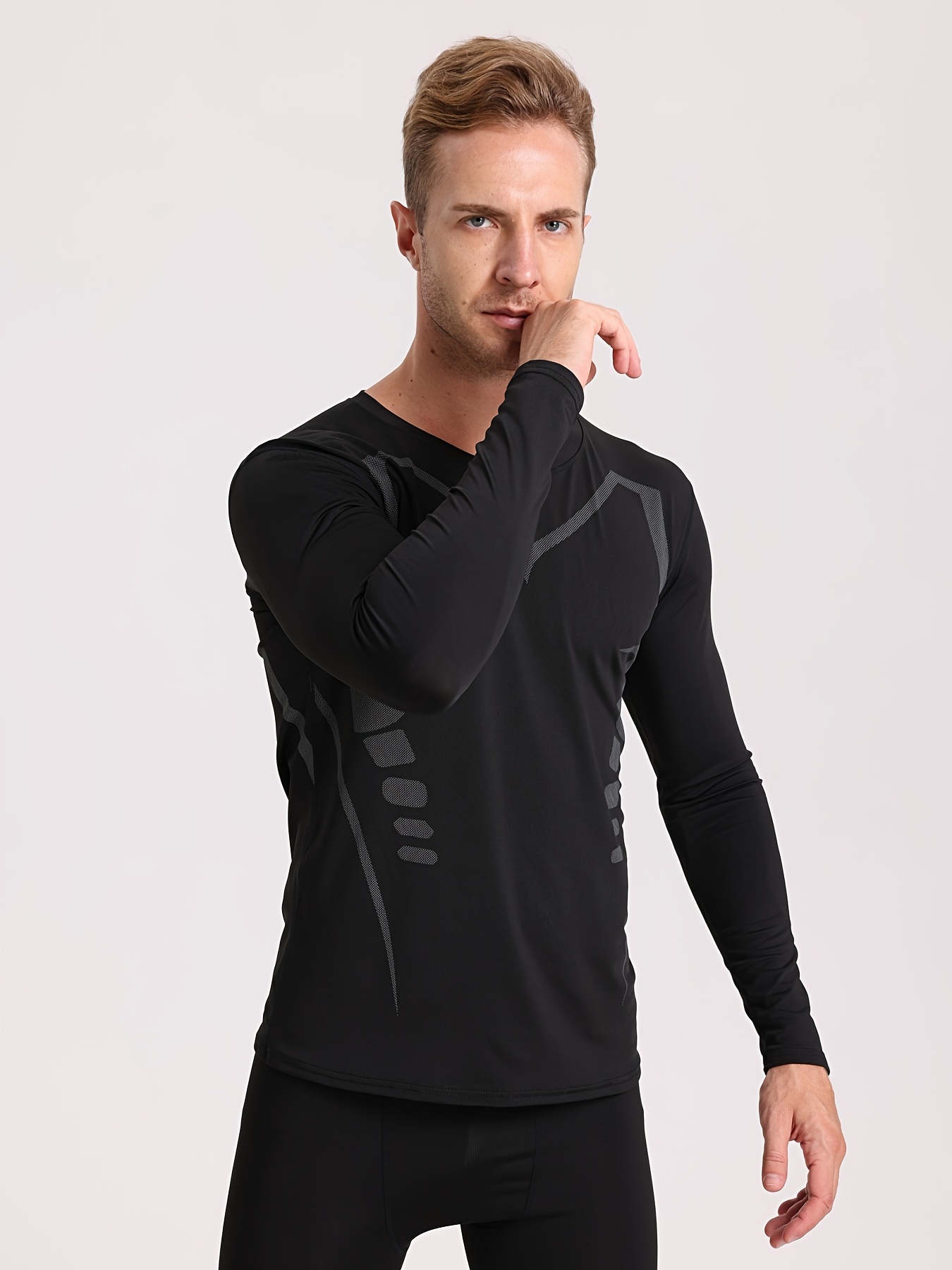 T-shirt de compression à manches longues pour homme, vêtement de