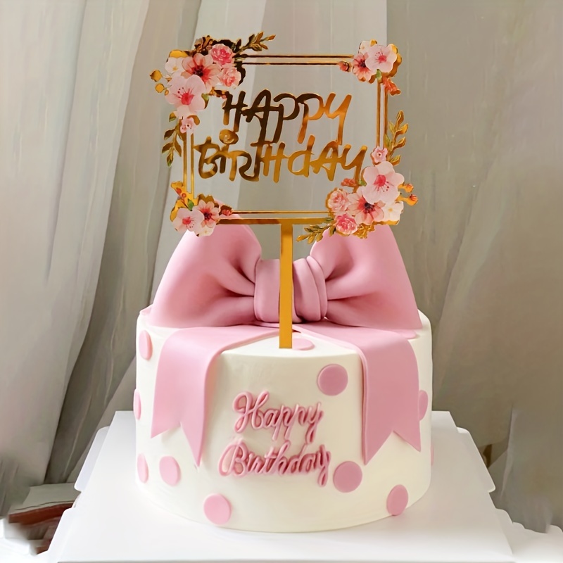 Décoration Gateau Happy Birthday Imprimé Rose Gold