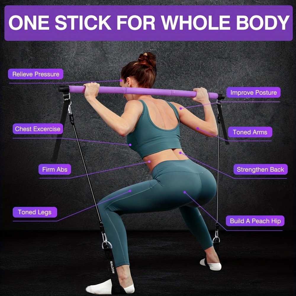 Pilates Bar Kit with Resistance Bands (2 Standard & 2 Strong
