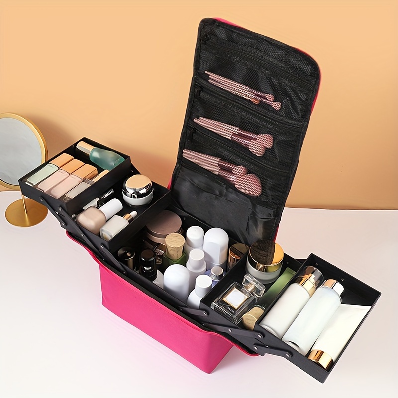 Estuche de maquillaje de viaje para maquillaje, mini bolsa de cosméticos  organizador profesional portátil cosmético para mujer, (pintura de oro rosa