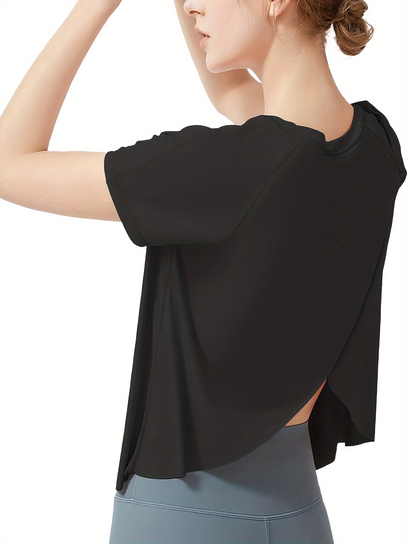 Criss Cross Back Long Sleeve Yoga Shirts Lightweight Quick - Temu Canada