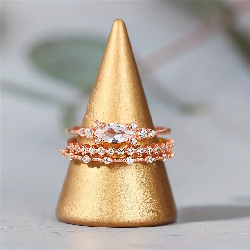Inlaid Synthetic Zirconia Stackable Ring Women' Jewelry