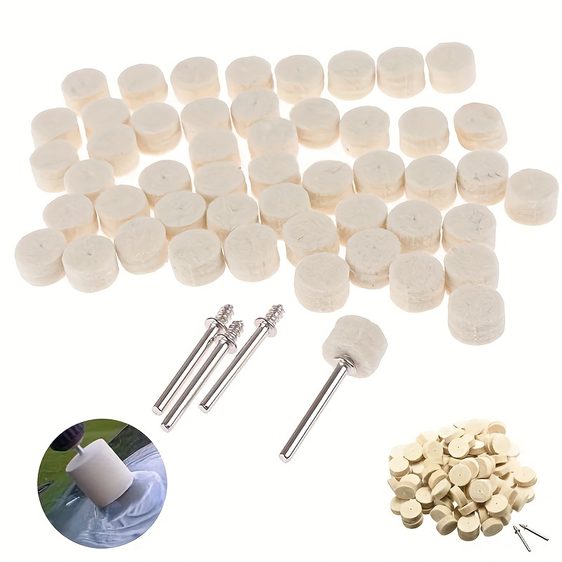 50pcs 13mm Felt Buffing Wheel Grinding Polishing Pad+2pcs 3.2mm For Dremel Rotary Tool