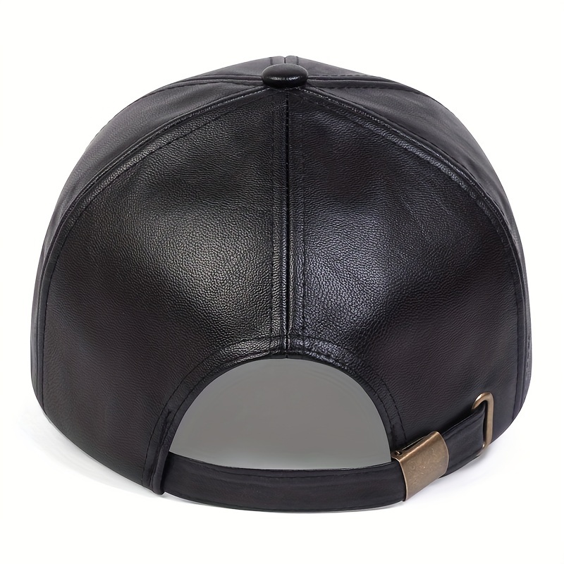 PU Leather Alphabets Baseball Cap for Men