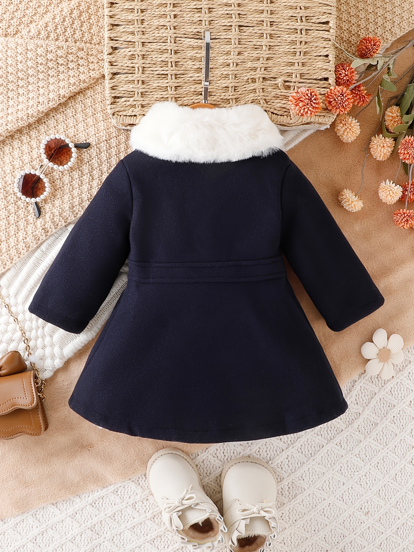 Baby Girls Fashion Autumn And Winter Thermal Belted Dress - Temu