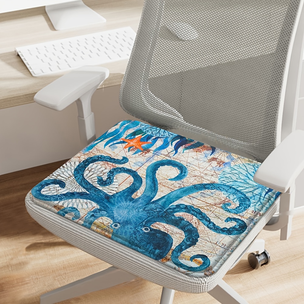 Soft Flannel Sea Turtle Octopus Print Chair Cushion