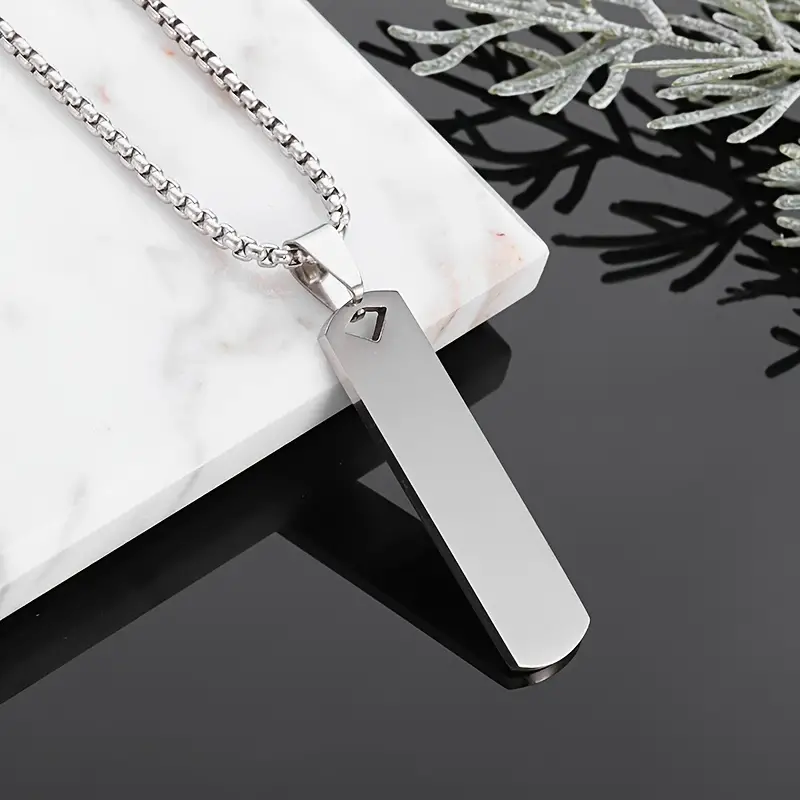 Stainless Steel High Polished Square Tag Pendant Military - Temu