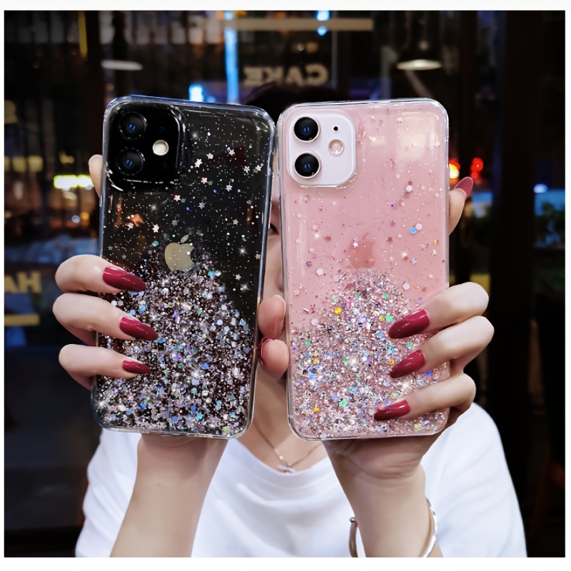 Glitter Clear Case iPhone 11 Pro 12 Mini XS 7 Plus Shockproof Girls Phone  Cover