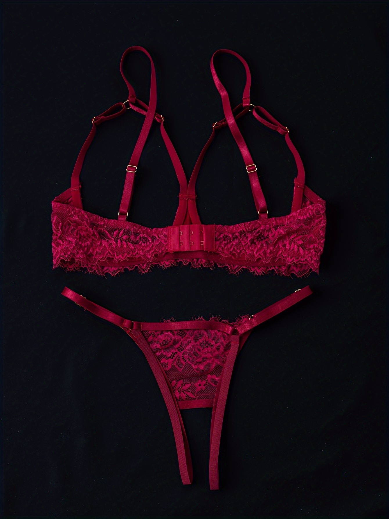 Erotic Floral Lace Lingerie Set Open Bust Bra Open Crotch - Temu Canada