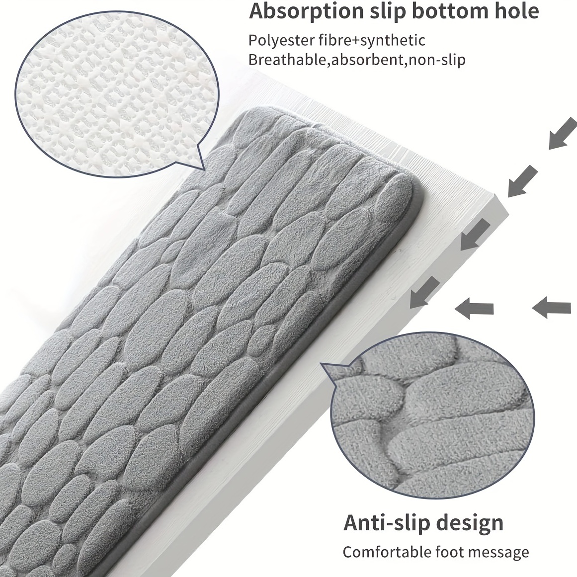 3pcs Bathroom Rugs Set Non Slip U Shape Mat Lid Cover