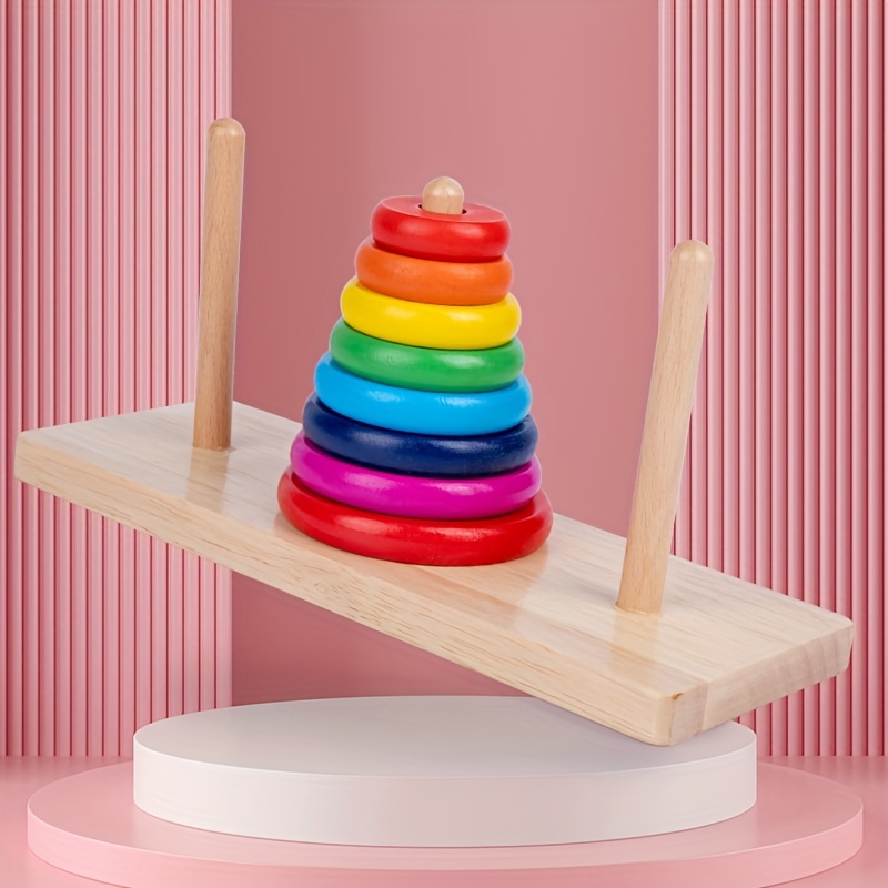 Wooden Tower Of Hanoi Teaching Aids For Infants And Young - Temu