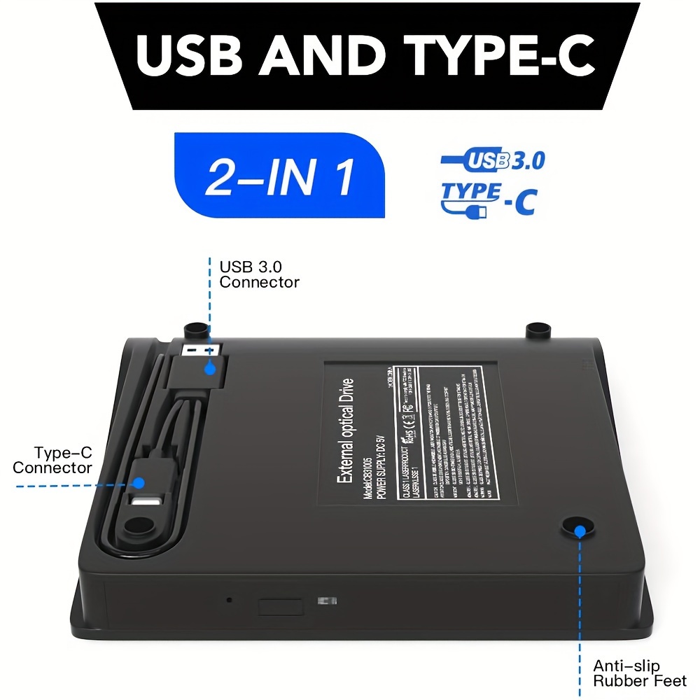 Generic - Lecteur DVD externe, lecteur CD USB 3.0 Type C, lecteur
