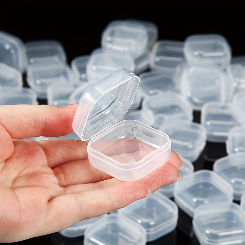 6pcs Transparent Plastic Square Box, 4.5cm/1.77inch, Clear Storage Case  With Hinged Cover, Small Beads Storage Container, Mini Storage Organizer  For