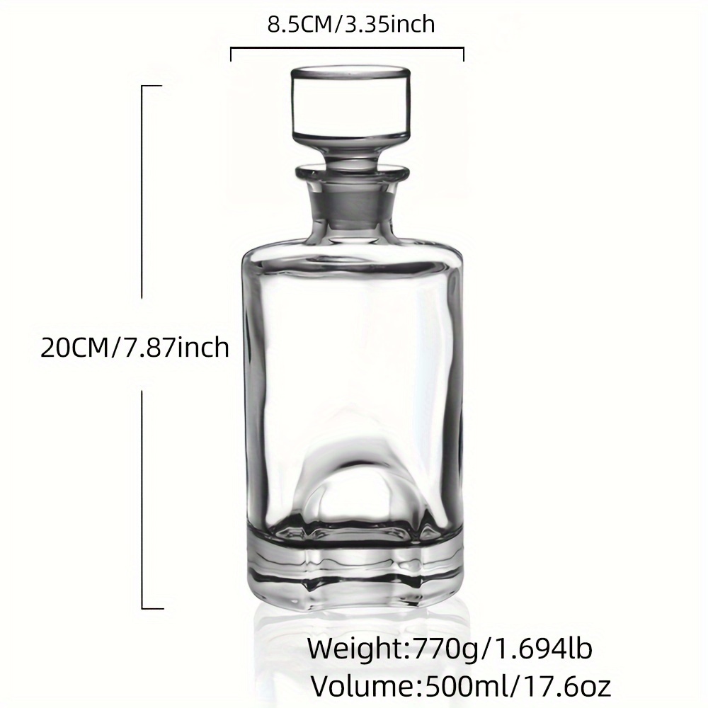 1pc, Bottiglia Di Vino, Bottiglia Di Whisky Cilindrica In Vetro Cristallo  Di Medie Dimensioni, Decanter Per Vino, Bottiglia Di Lusso Leggera