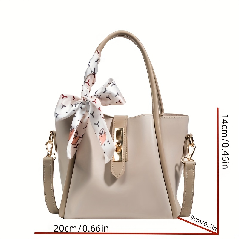 Minimalist Colorblock Bucket Bag, All-match Turn-lock Shoulder Bag, Women's  Classic Bag - Temu