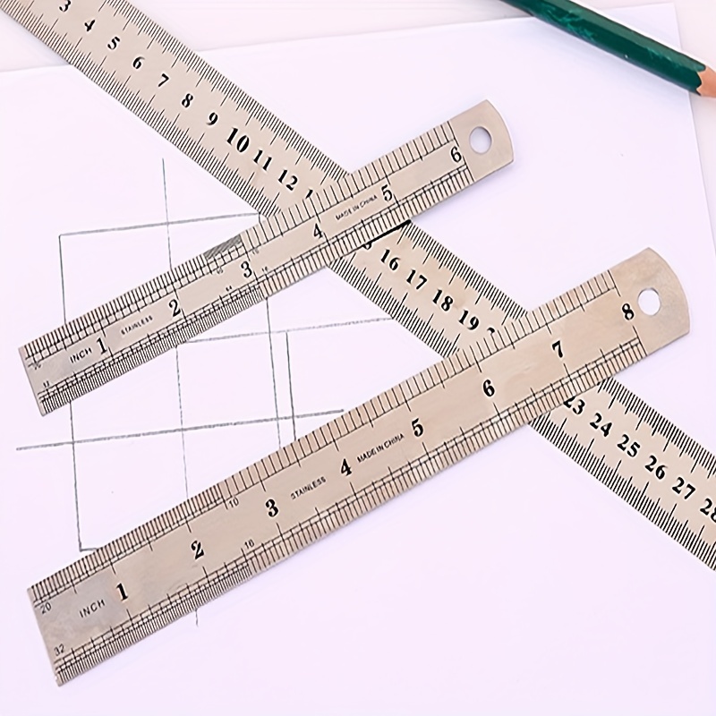 20/30/50cm Stainless Steel Double Side Straight Ruler Centimeter Inches Scale Precision Tool School Stationery Ruler Measuring Stainless Tool Plastic