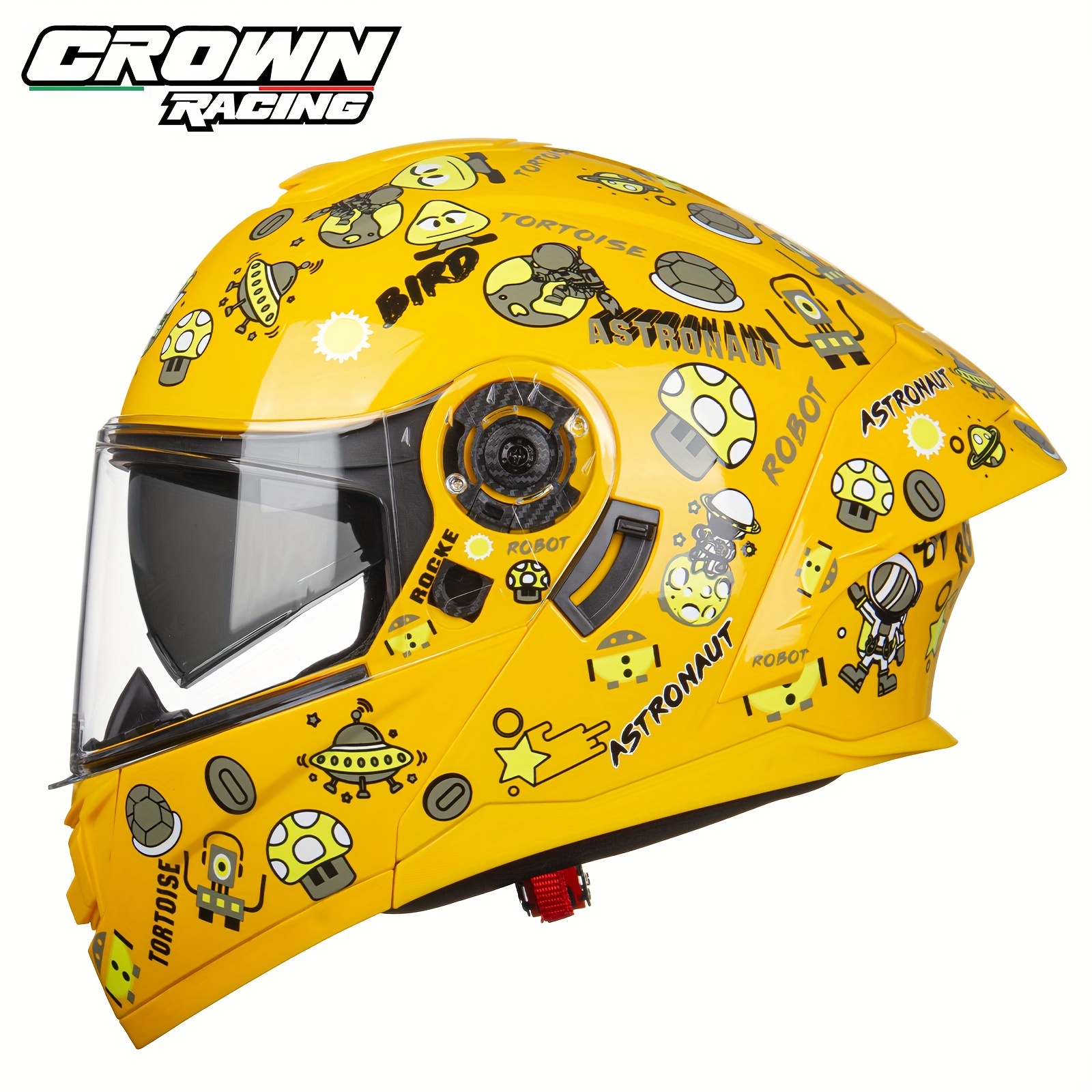 Crown Racing Motorcycle Dual Visor Open Face Full Face Casco Autenticación  Dot Casco Motocicleta - Automotriz - Temu