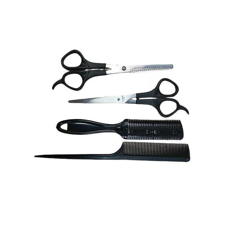 

4pcs Professional Hair Styling Tool Set - Includes Hair Cutting Scissors, Comb, And Thinning Shears For Perfect Haircuts And Thinning