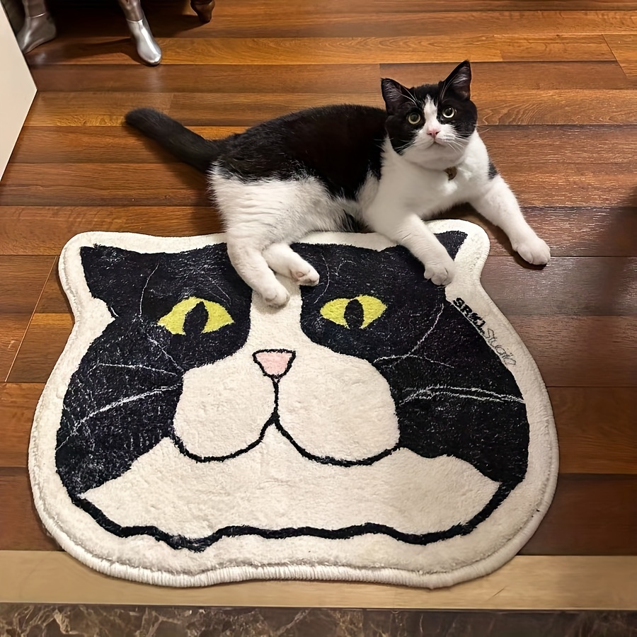 1pc Cute Cat Head Pattern Irregular Floor Mat, Non-slip, Waterproof  Stain-resistant Mat, For Living Room, Entrance, Laundry Room, Dining Room,  Bathroo