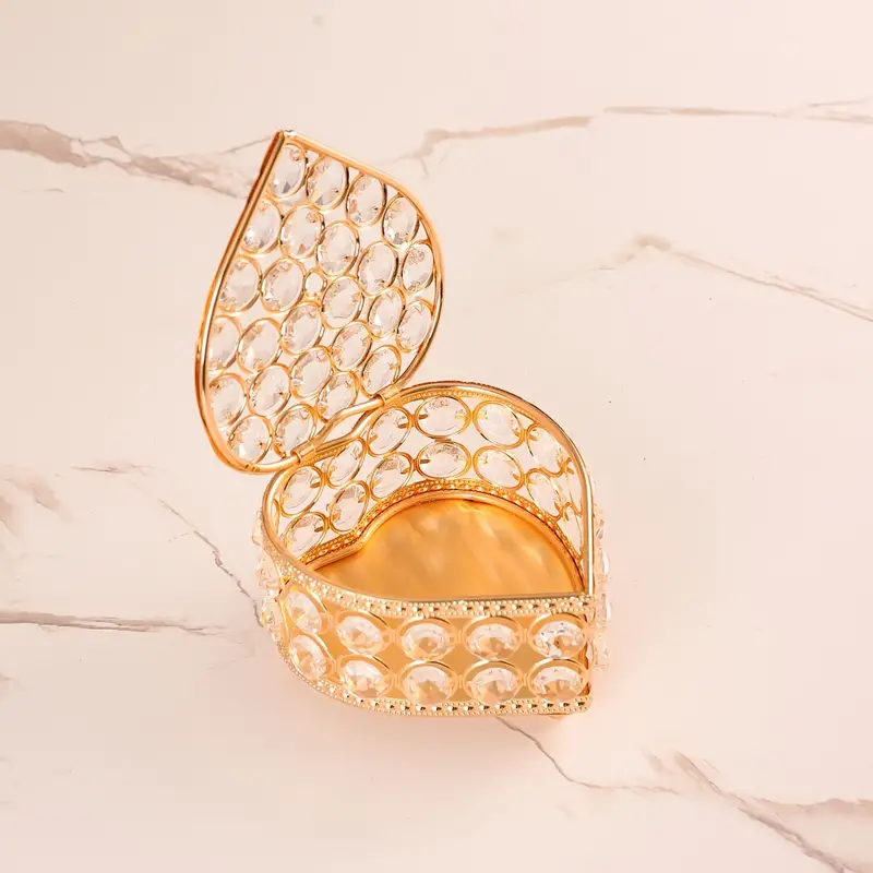 Fashion Golden Crystal Jewelry Organizer Box Earring Ring - Temu
