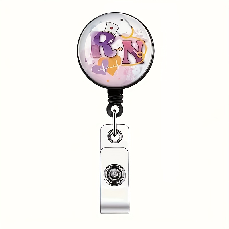 Cat,pc Rn Nurse Badge Reel, Retractable ID Dadge Holder with Alligator Clip, Holiday Badge Reels Badge Clip, Cute Name Badge Holders, Great Gifts