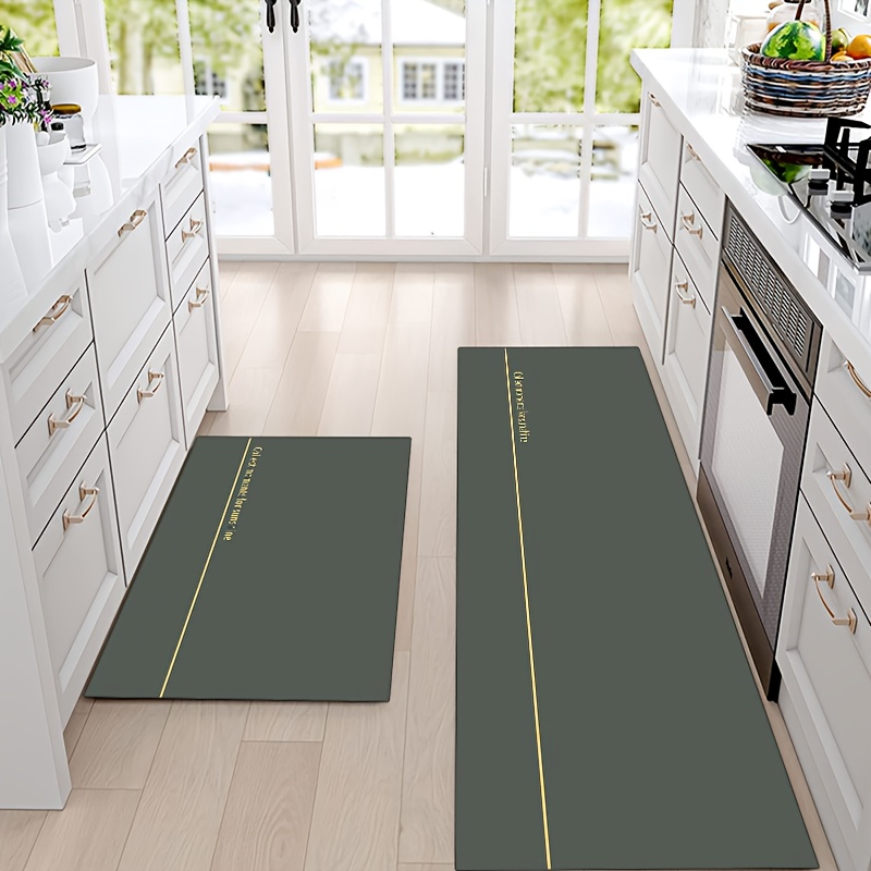 Anti Slip Fouling Washable Area Rug, Simple Green Kitchen Carpet