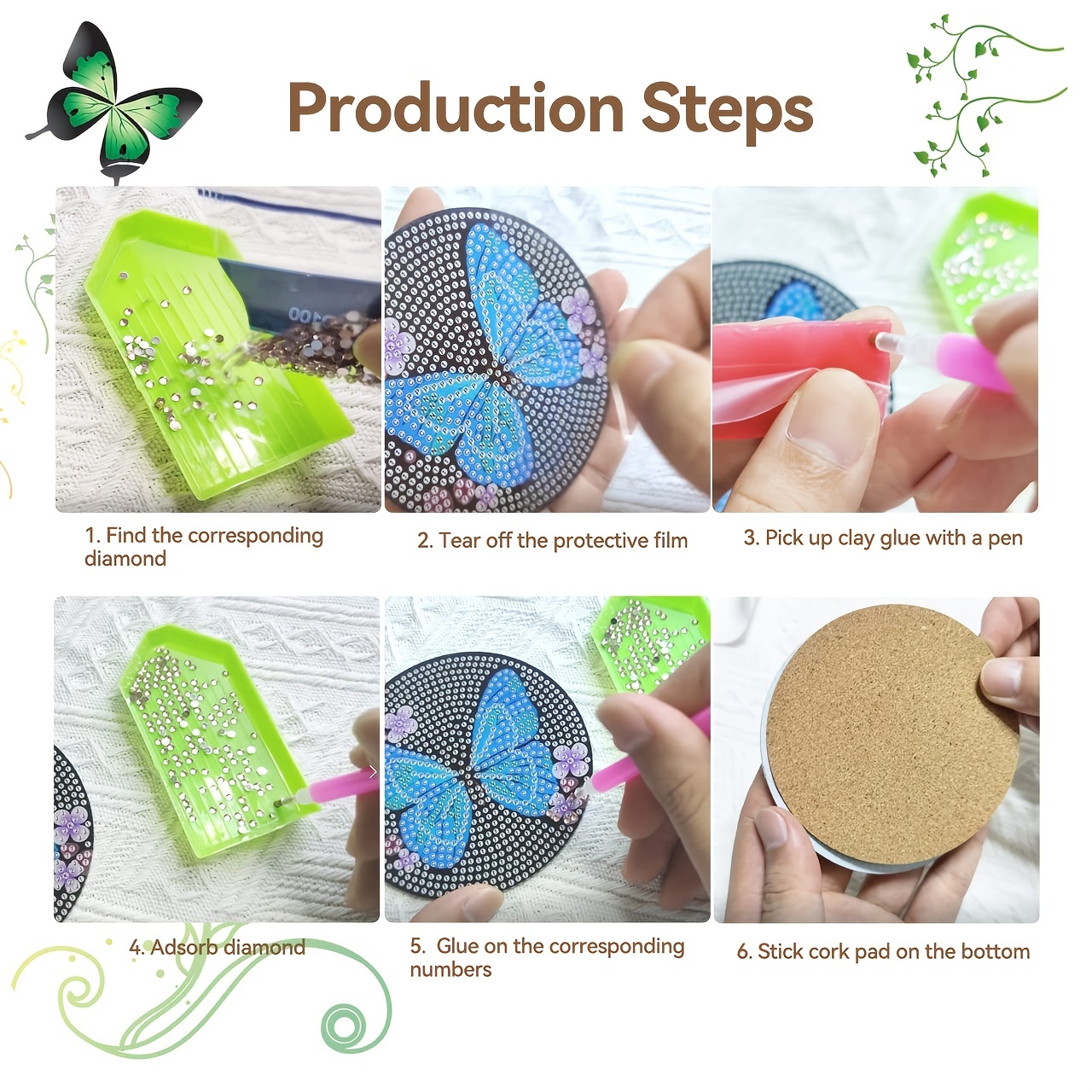 Poppy Crafts Diamond Coaster Kit - Butterflies – CraftOnline