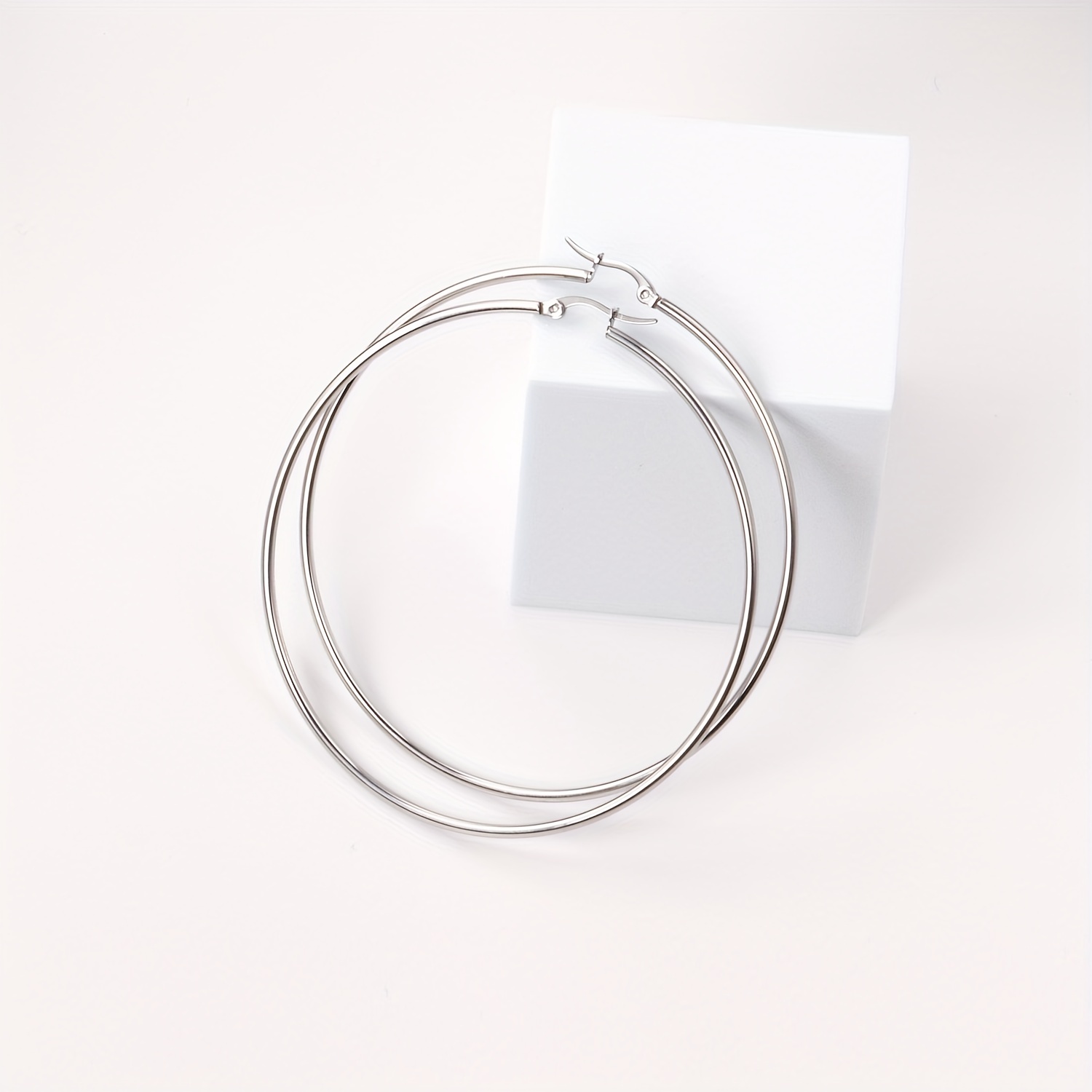 Stainless Steel Gold Hoop Earrings For Women Simple Punk Fashion