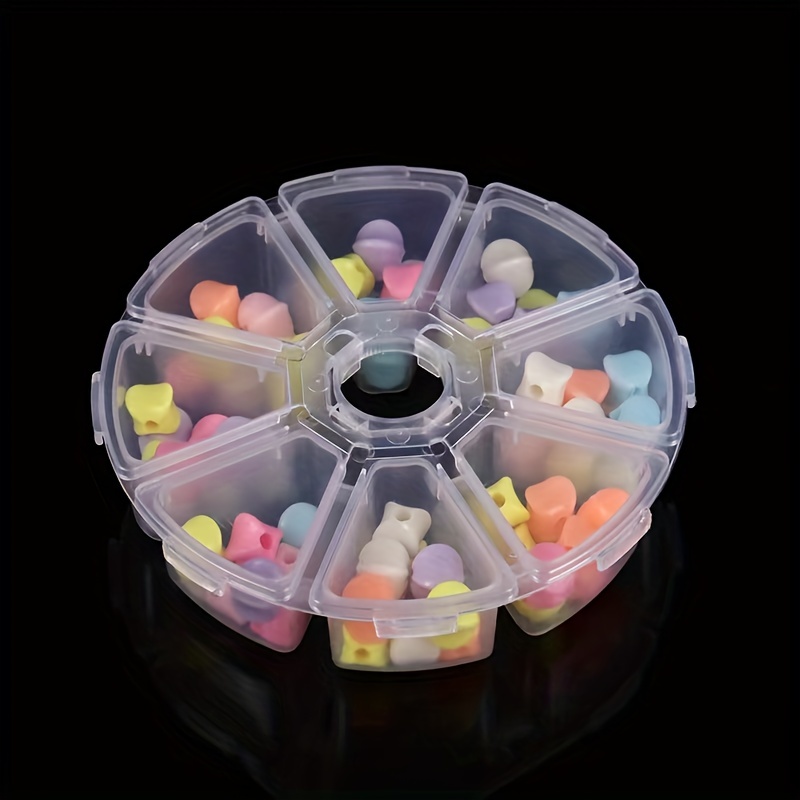 1pc Transparent Plastic Storage Box Round 8 Grids Beads Storage
