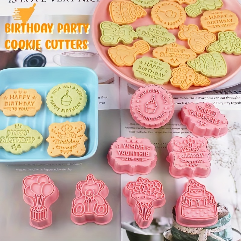 8Pcs Baby Theme Cartoon Cookie Embosser Cutters 3D Baby Shower