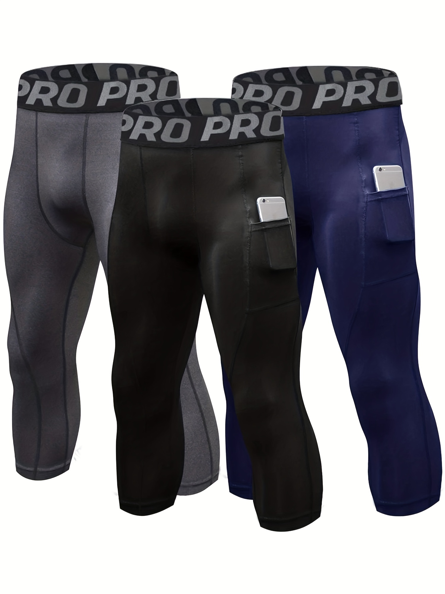 Quick Dry Compression Running Tights Men with Pocket Gym Fitness