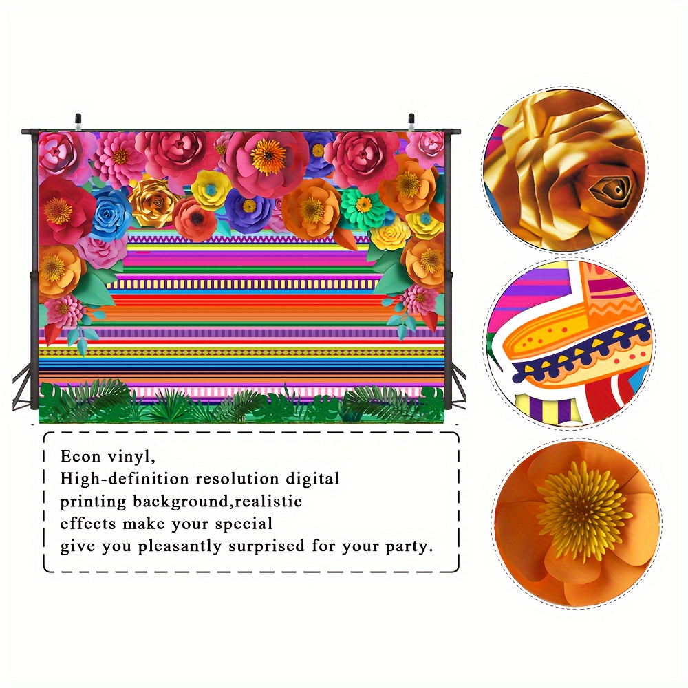 Fiesta Theme Photography Backdrop & Studio Props Kit, Cinco De Mayo Party  Decorations, Mexican Photo Booth Background for Pictures, Summer Pool