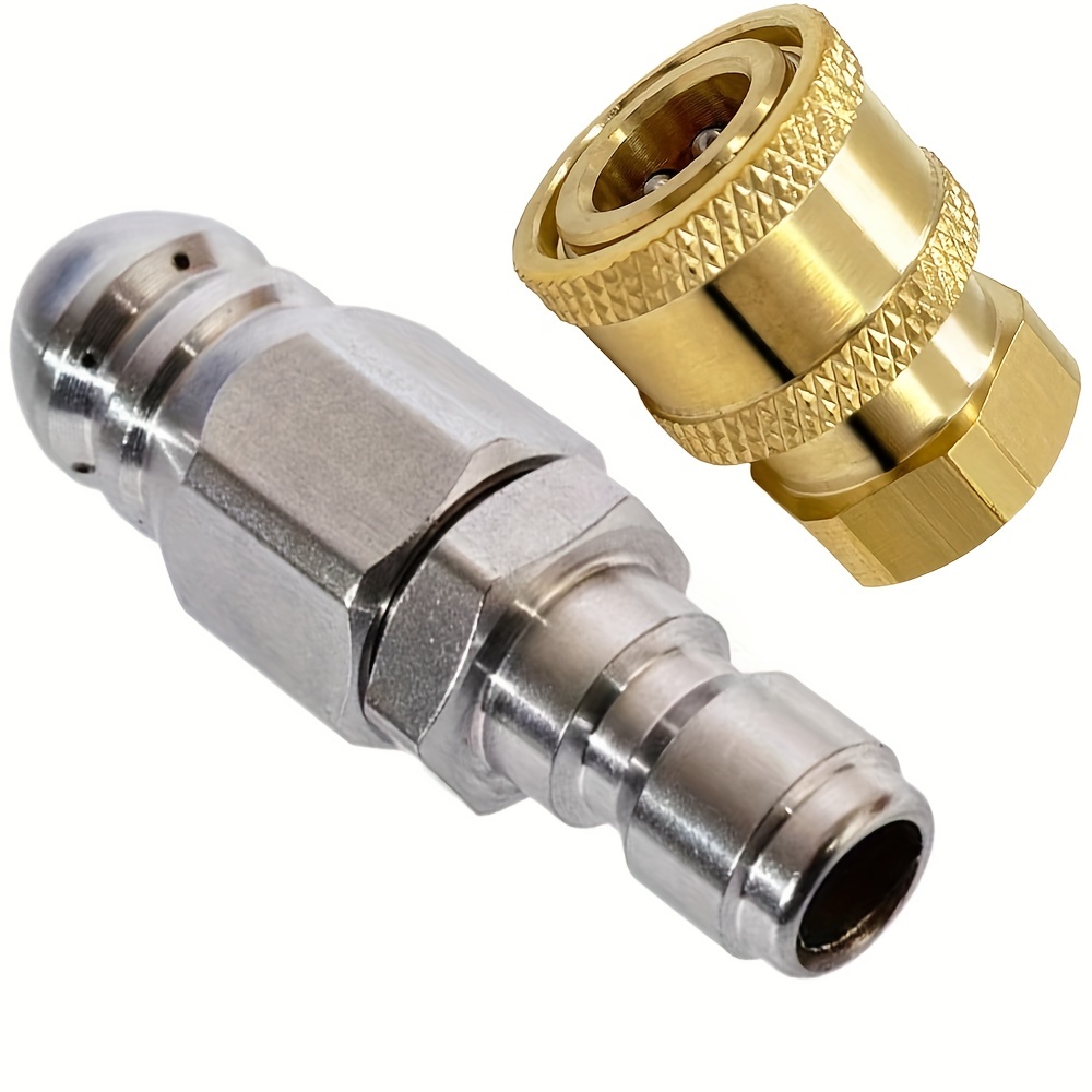 

2 Packs 5000 Psi Sewer Jet Nozzle With Pressure Washer Coupler, Stainless Steel 1/4" Pressure Washer Drain Jetter Hose Nozzle And Brass Fittings Quick Connector, 1/4'' Quick Connect To Female Npt