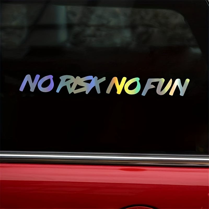 

22cm*2.4cm Decorative No Risk No Fun Car Sticker Decal Black And White Vinyl Graphic