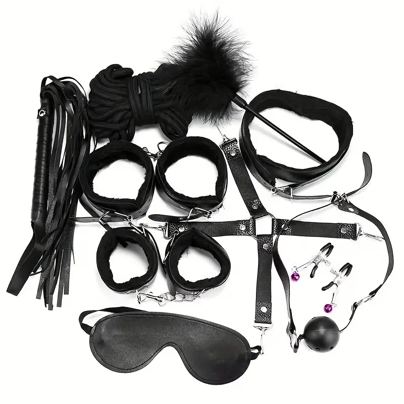 Luxurious Plush Handcuffs, Blindfold, And Whip Set For Enhanced Sensual Play  - Temu Italy