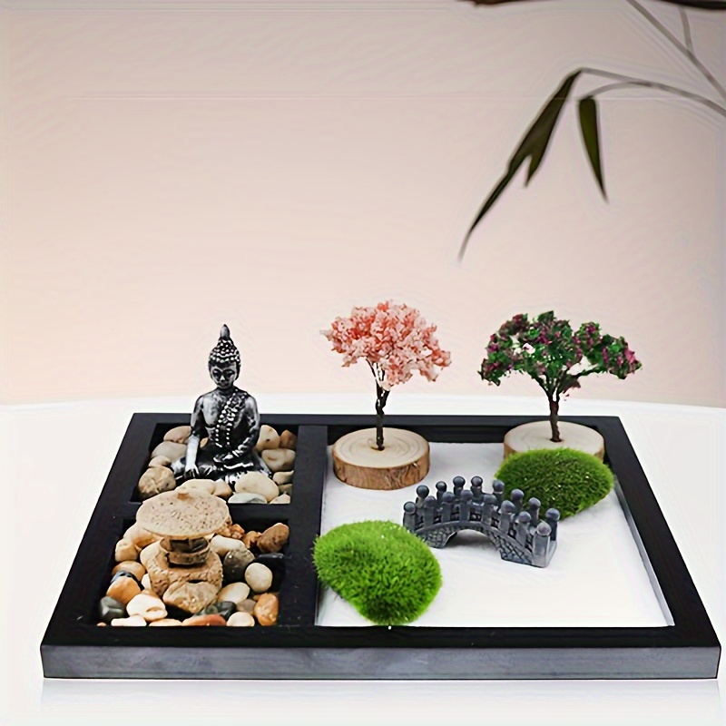 Japanese Zen Garden for Desk - Zen Garden Sand Kit, Artificial Bonsai Tree