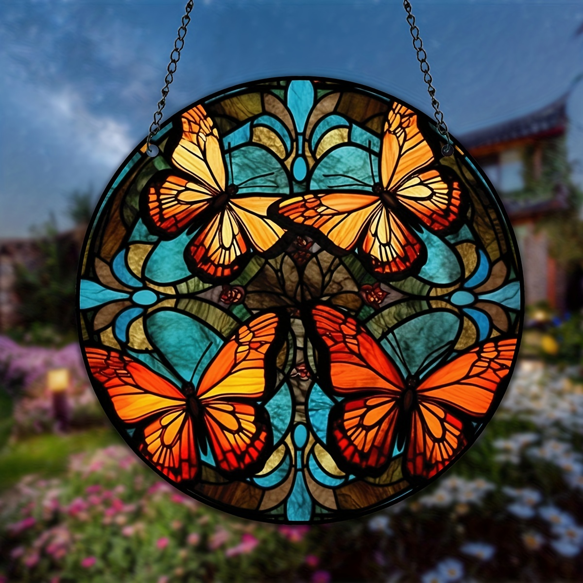 1pc butterfly stained suncatcher butterfly ornament window hanging decor thaksgiving day gift for mom grandma teacher women friend details 1